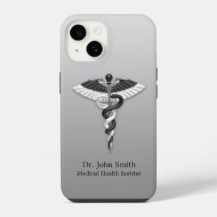 Coque Pour iPhone 14 Noble Médical Élégant Caducée Noir Blanc