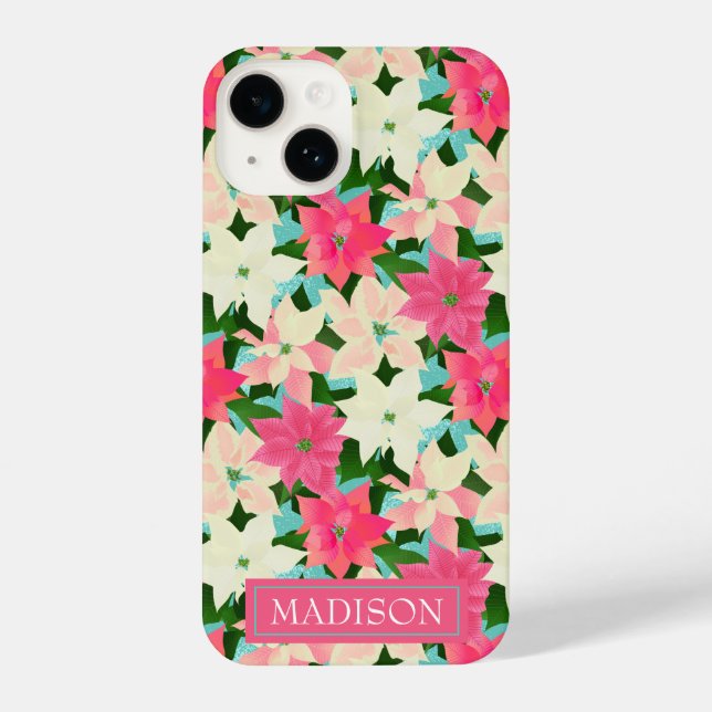Coque iPhone Noël rose Poinsettias (Verso)