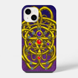 Coque Pour iPhone 14 NOEUDS DE CELTIQUE D'OR ABSTRAIT AVEC GEMSTONES Vi