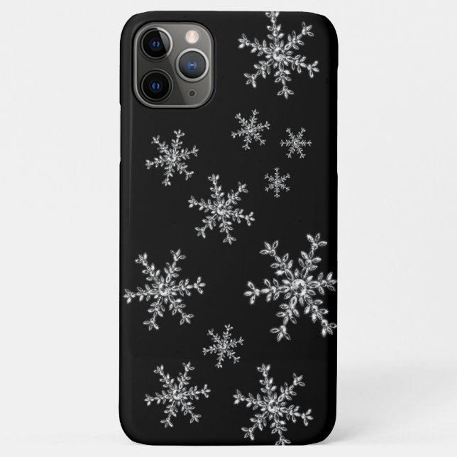 Coque iphone noir Crystal Snowflakes (Dos)