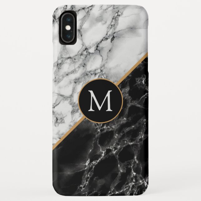 Coque iphone noir et Marbre blanc Ajouter votre le (Dos)