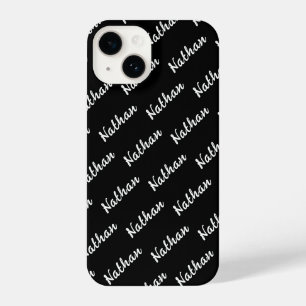Coque Pour iPhone 14 Noir moderne Monogramme Minimal Classique Simple