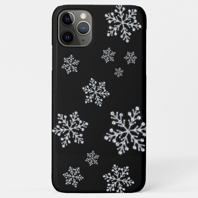Coque iphone noir Sparkly Snowflakes (Dos)