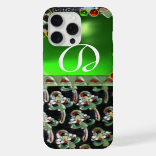 NOIR VERT ART NOUVEAU GEMME MONOGRAMME Émeraude