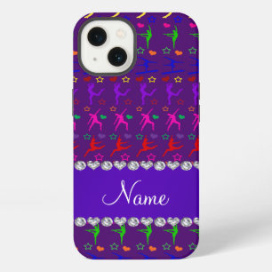 Etui iPhone 13 Nom arc-en-ciel violet gymnastique cœurs étoiles