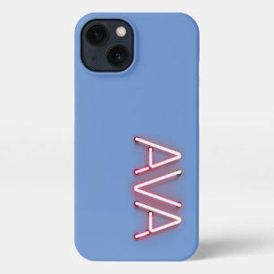 Etui iPhone 13 Nom d'Ava dans les néons brillants