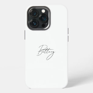 Etui iPhone 13 Pro Nom de calligraphie de script noir élégant chic