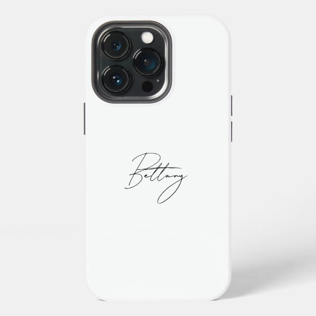 Coque iPhone Nom de calligraphie de script noir élégant chic (Dos)