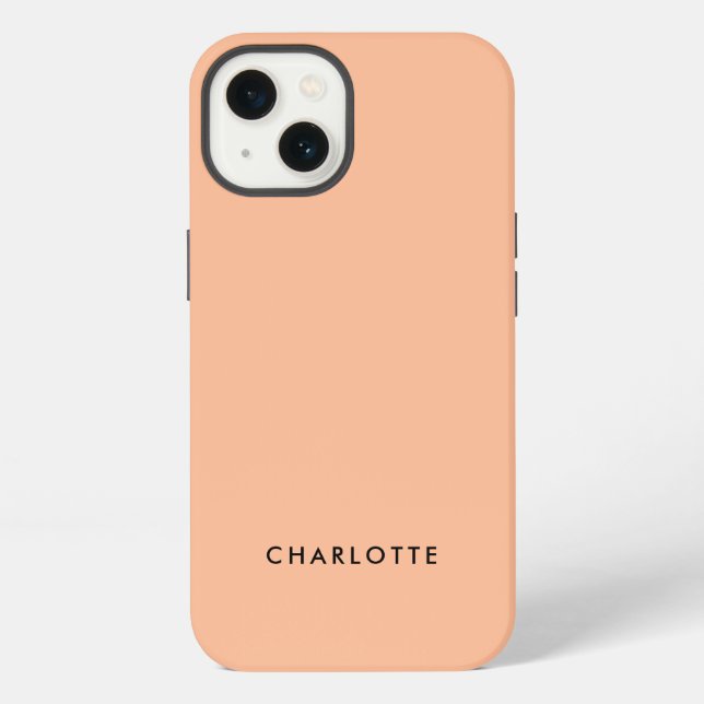 Coque iPhone Nom de couleur solide Fuzz Peach (Verso)