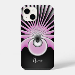 Coque Pour iPhone 14 Nom de motif d'art fractal abstrait moderne