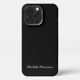 Etui iPhone 13 Pro Nom de script personnalisé noir minimaliste texte 