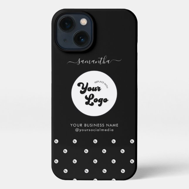 Coque iPhone Nom du logo personnalisé Texte Entreprise moderne (Verso)