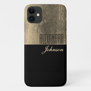 Coque iPhone Nom Élégant Or Noir