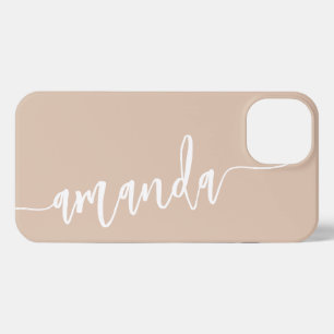 Etui iPhone 13 Nom moderne personnalisé Beige