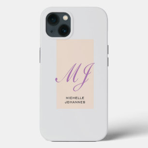 Etui iPhone 13 Nom Monogram Plain Moderne Minimaliste