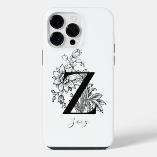 Coque Pour Pour iPhone 14 Pro Max Nom monogramme lettre botanique Z