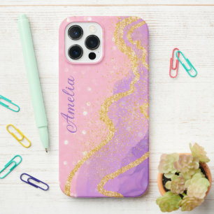 Coque iPhone 12 Pro Max Nom monogrammé pailleté élégant