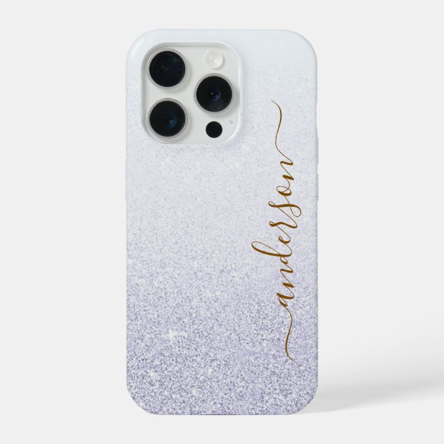 Coque iPhone Nom monogrammé pailleté élégant (Verso)