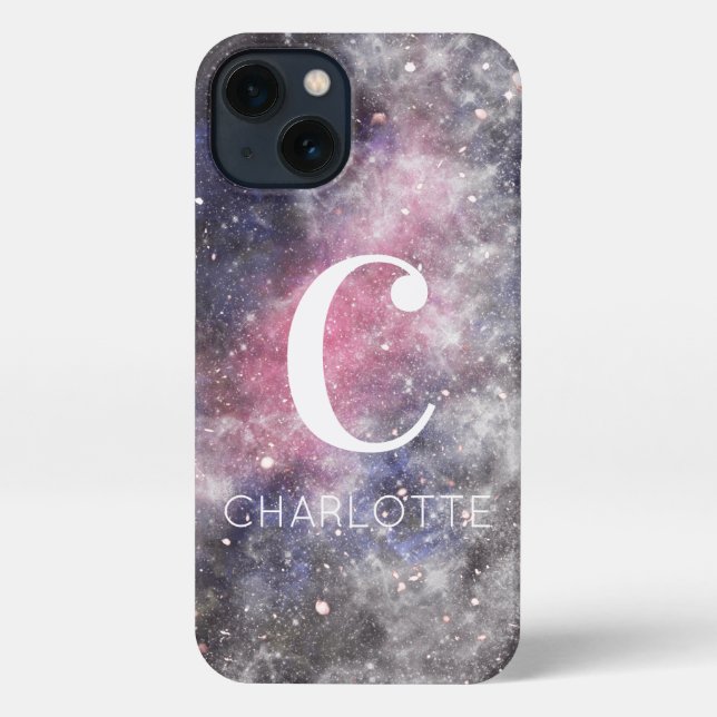 Coque iPhone Nom monogramme personnalisé de l'espace Abstrait (Verso)