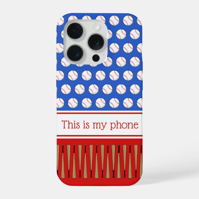 Coque iPhone Nom personnalisé à motif de baseball (Verso)