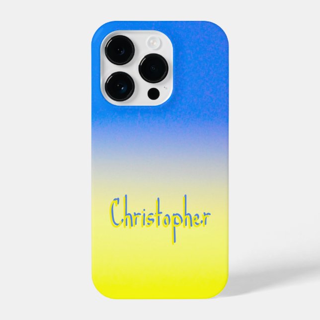 Coque iPhone Nom personnalisé bleu et jaune Ukraine Inspiré (Verso)