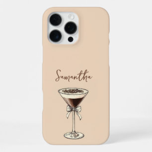 Coque iPhone 16 Pro Max Nom personnalisé élégant Espresso Martini écriture