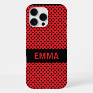 Coque iPhone 16 Pro Max Nom personnalisé Lignes rouges