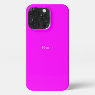 Etui iPhone 13 Pro Nom personnalisé minimaliste monogramme magenta