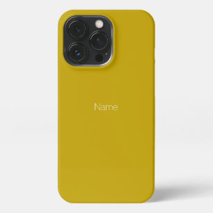 Etui iPhone 13 Pro Nom personnalisé minimaliste monogramme moutarde j