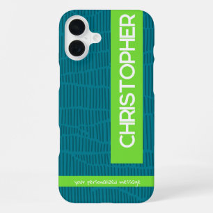 Coque iPhone 16 Plus Nom personnalisé moderne vert