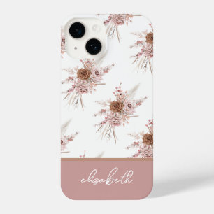 Coque Pour iPhone 14 Nom personnalisé personnalisé rose floral