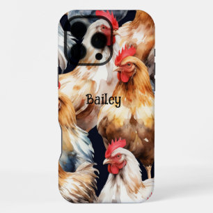 Coque iPhone 16 Pro Max Nom Personnalisé Poulets Hen Oeufs De Coq