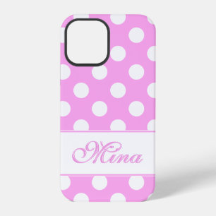 Coque iPhone 12 Pro Nom personnalisé, super mignon gros pois sur fond