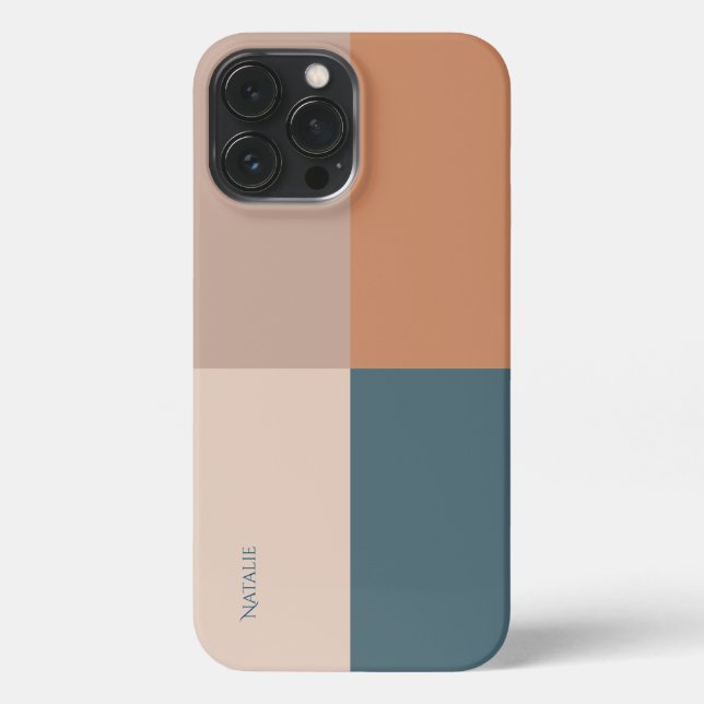 Coque iPhone Nom personnalisé tendance palette de couleurs natu (Verso)