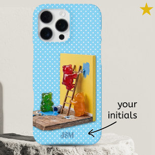 Coque iPhone 16 Pro Max Noms Personnalisés Peinture Ours Gummies Mignons