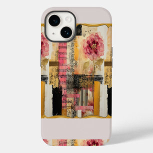 Coque Pour iPhone 14 Notes de musique et de fleurs roses