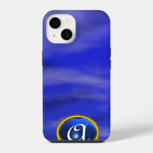 COQUE POUR iPhone 14 NUAGES DANS LE CIEL BLEU SAPPHIRE GEMME MONOGRAMME