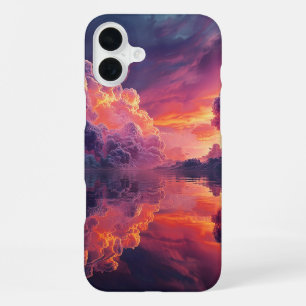 Coque iPhone 16 Plus Nuages de coucher de soleil surréalistes réfléchis