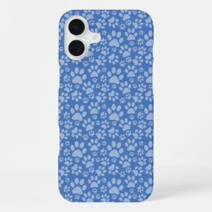 COQUE iPhone 16 PLUS NUANCES DE PATTES DE CHIEN BLEUES