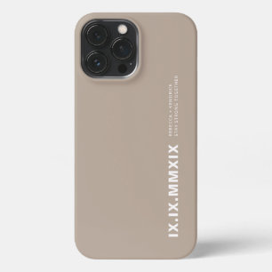 Etui iPhone 13 Pro Max Numéros romains modernes Anniversaire Date Muée Br