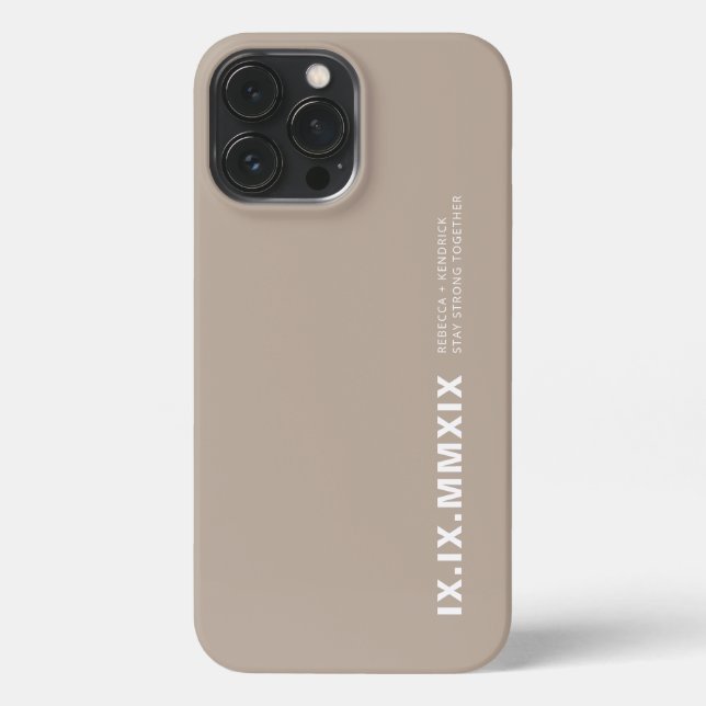 Coque iPhone Numéros romains modernes Anniversaire Date Muée Br (Verso)