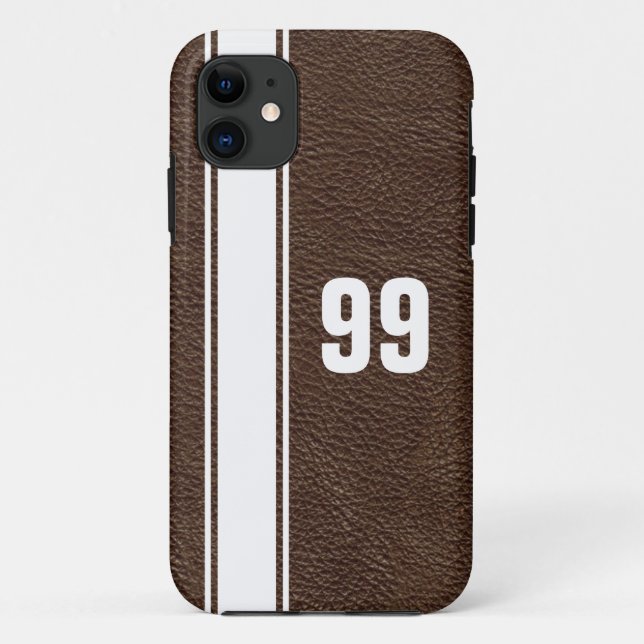 Coque iphone numéroté en cuir et blanc (Dos)