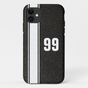 Coque iphone numéroté en cuir et blanc