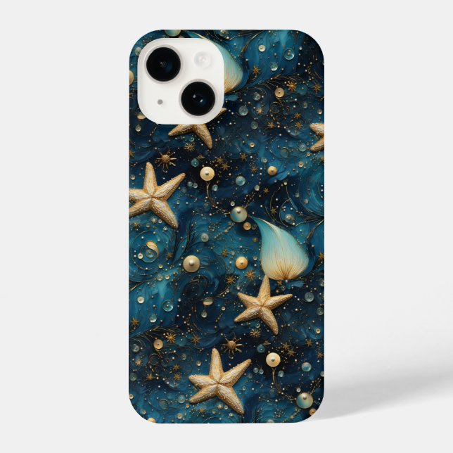 Coque iPhone Ocean Starfish Motif iPhone 14 Slim Fit Coque (Verso)