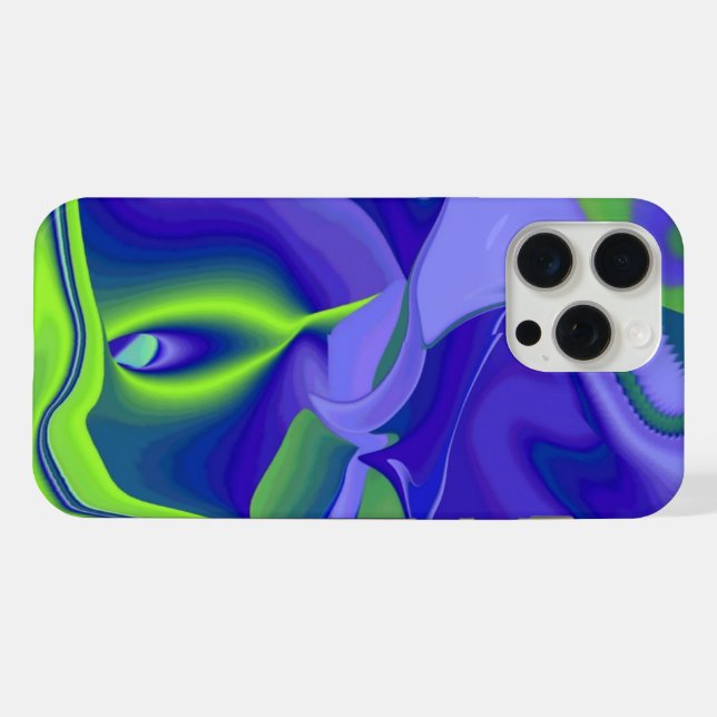 Coque iPhone Oeil mal, 3D Abstrait en vert bleu violet (Verso Horizontal)