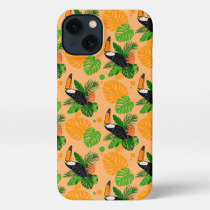 Etui iPhone 13 Oiseau tropical Toucan Motif sans couture