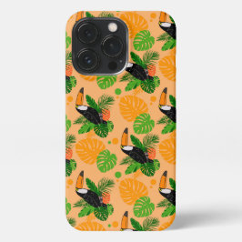 Etui iPhone 13 Pro Oiseau tropical Toucan Motif sans couture