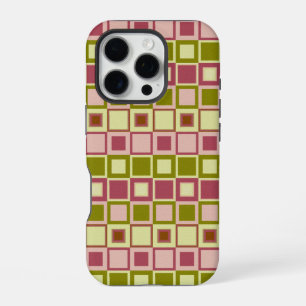 Coque iPhone 16 Pro Olive et Rose Carré Motif