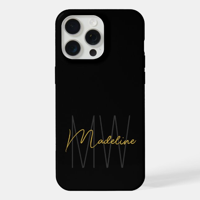 Coque iPhone Or Monogramme Moderne Chic (Verso)