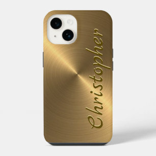 Coque Pour iPhone 14 Or titane acier inoxydable métal